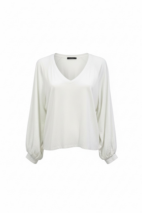 Blusa manga larga elástica en perla