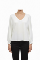 Blusa manga larga elástica en perla-2