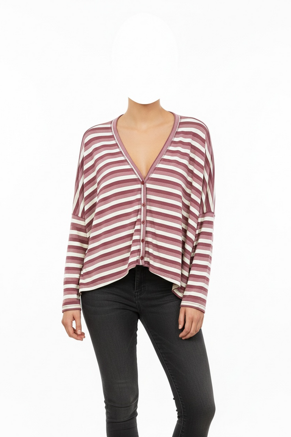 Suéter oversize rayado guindo