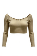 Top de licra beige con manga larga-1