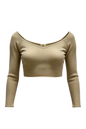 Top de licra beige con manga larga