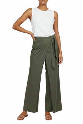 Pantalón de vestir verde olivo cruzado - 0