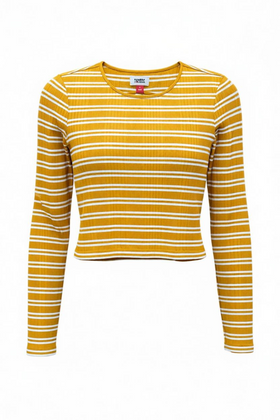 Blusa corta rayada dorado con abertura en espalda