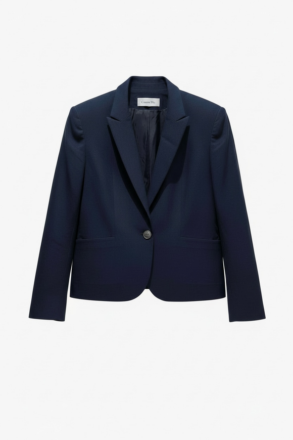 Saco azul elegante de un solo botón al frente