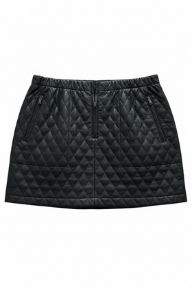 Falda mini acolchonada negra con cierres frontales y bragueta