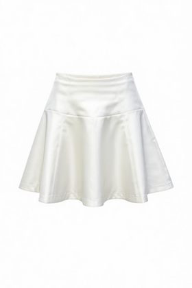 Falda corta circular lisa de peto ancho color blanco