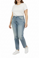 Pantalón mezclilla deslavado tubular, dama talla grande-2