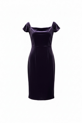 Vestido morado 3/4 aterciopelado, de vestir con manga corta