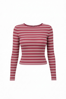 Blusa corta rayada rosa con abertura en espalda-1