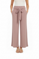 Pantalón rosa palo suelto corte ancho con cinto-2