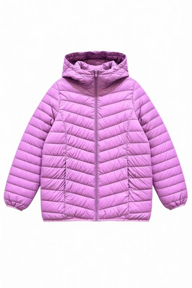 Chamarra morada acolchada con capucha