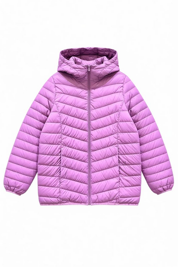 Chamarra morada acolchada con capucha