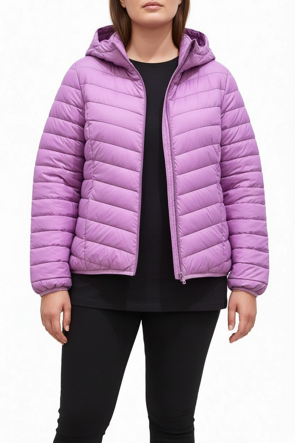 Chamarra morada acolchada con capucha