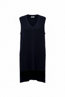 Vestido tejido azul navy, tipo chaleco de punto grande-1