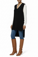 Vestido tejido azul navy, tipo chaleco de punto grande-3