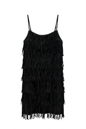 Vestido negro de tiras con brillo