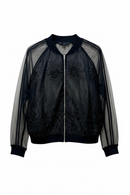 Chamarra negra con transparencia, de bordado floral al frente-1