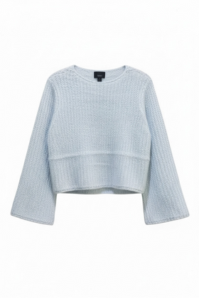 Blusa tipo suéter azul cielo, de manga acampanada