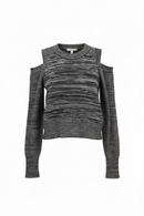 Blusa negra raya tipo suéter con hombro descubierto y manga larga-1