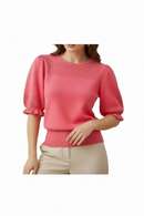 Blusa Salmón con manga 3/4 abombachada y Olán-2