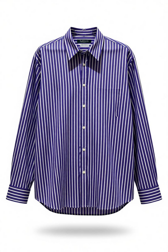 Camisa de vestir a rayas púrpura