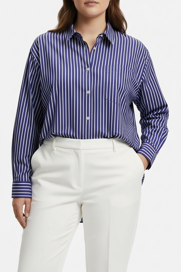 Camisa de vestir a rayas púrpura