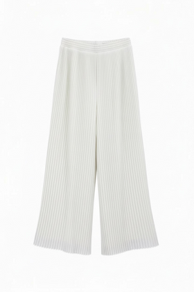 Pantalón blanco de doble tela, con fondo y tela plisse