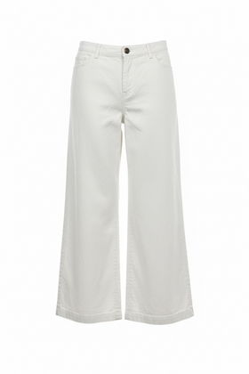 Pantalón perla de lino, pierna ancha, bolsas al frente