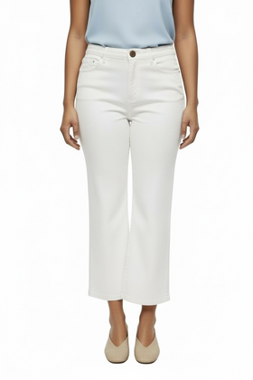 Pantalón perla de lino, pierna ancha, bolsas al frente - 0