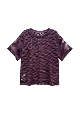 Blusa morada de red, manga corta