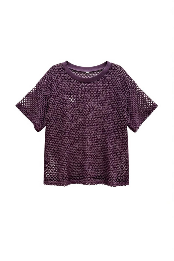 Blusa morada de red, manga corta