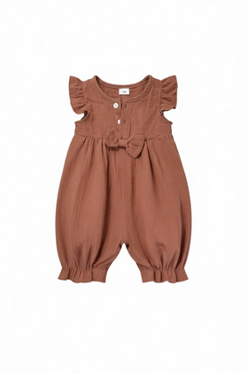 Pañalero para recién nacido, marrón con Olanes en hombro