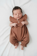 Pañalero para recién nacido, marrón con Olanes en hombro-2