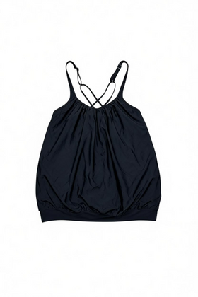 Blusa traje de baño, holgada con ajuste en cintura y tirante regulable cruzado por detrás