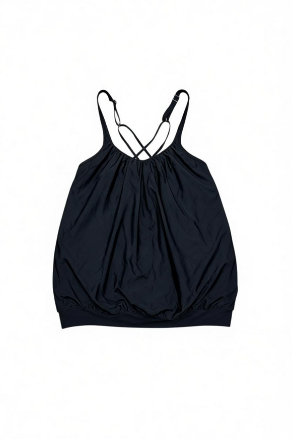 Blusa traje de baño, holgada con ajuste en cintura y tirante regulable cruzado por detrás