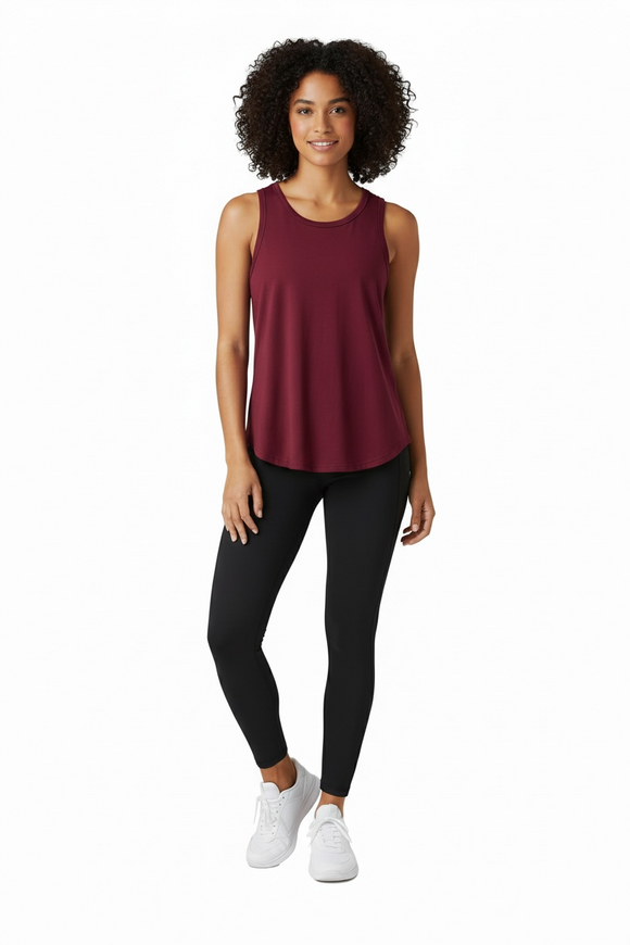 Blusa sin mangas holgada color tinto